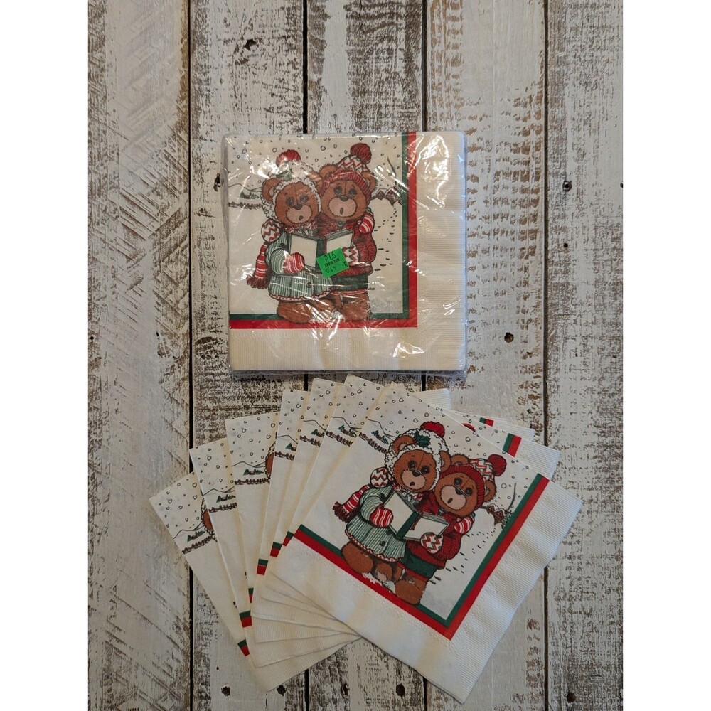 Vintage C.A. Reed 2 Ply Facial Tissue Napkins 24 Pack Christmas Bear Holiday